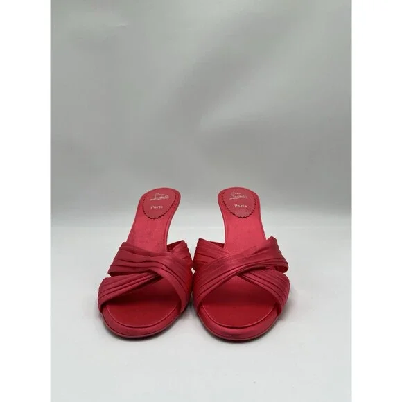 Christian Louboutin "Nicol Is Back 85" satin mules in Ole red Size 39 - Picture 2 of 6